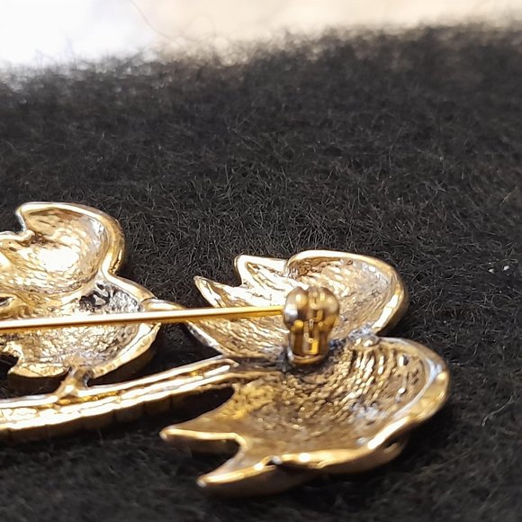 Twin 2 Crystal Palm Tree Pin Brooch Green & Topaz Color Crystals Pre-Owned - Picture 6 of 8